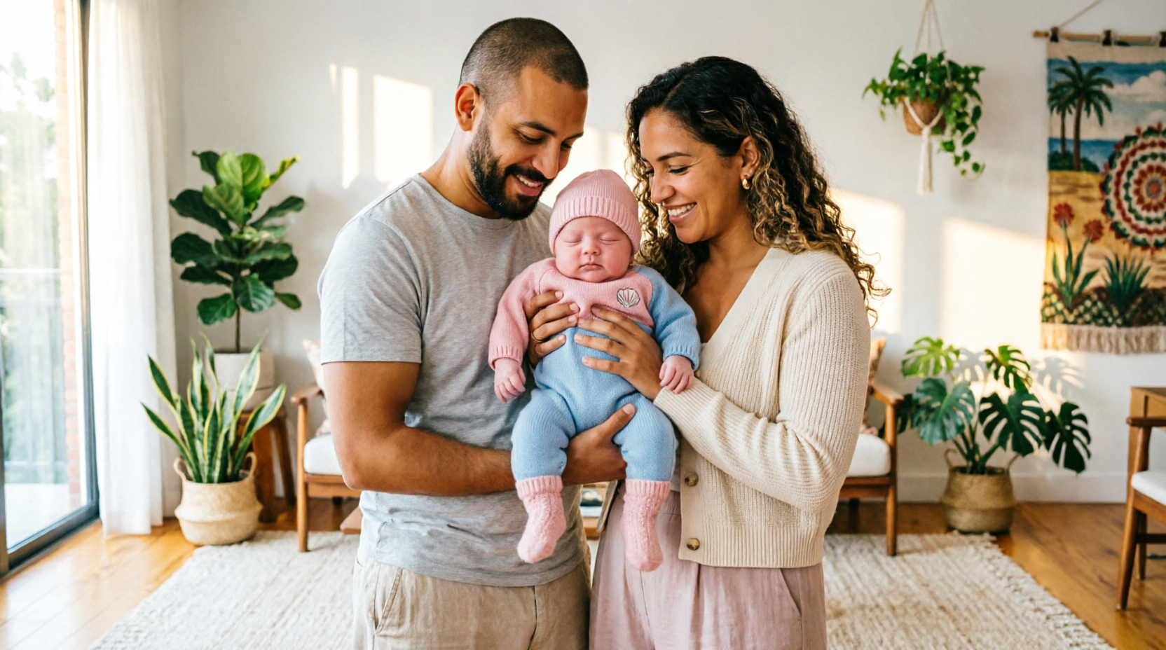 Familia colombiana con su bebé
